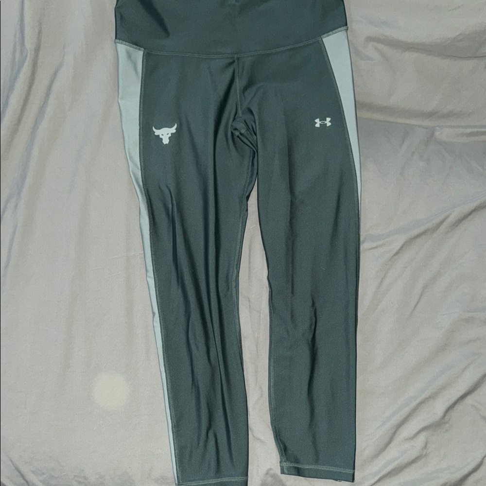 Under Armour Project Rock Two-Tone Green Compression Leggings